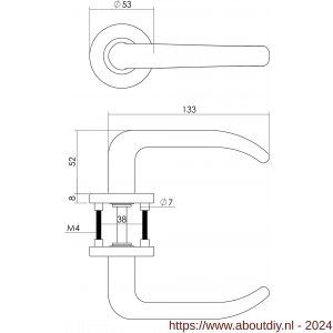 Intersteel Living 1282 deurkruk Sabel op rond rozet staal met 7 mm nok met sleutelgat plaatje RVS - A26000633 - afbeelding 2
