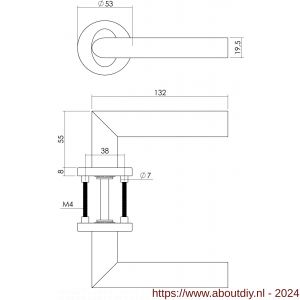 Intersteel Essentials 1283 deurkruk Girona op rond rozet staal met 7 mm nok met sleutelgat plaatje RVS - A26008492 - afbeelding 2