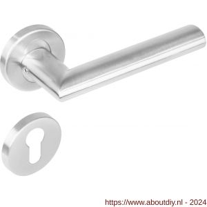 Intersteel Essentials 1283 deurkruk Girona op rond rozet staal met 7 mm nok met profielcilindergat plaatje RVS - A26008493 - afbeelding 1