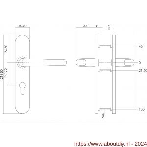 Intersteel Essentials 1294 deurkruk Sabel op verdekt schild profielcilindergat 72 mm met nokken 7 mm RVS EN 1906/4 - A26001770 - afbeelding 2