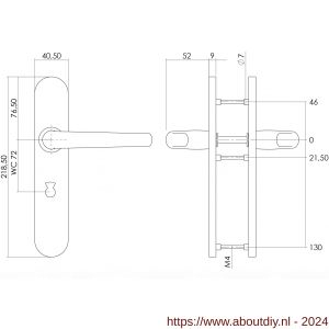 Intersteel Essentials 1294 deurkruk Sabel op verdekt schild WC 72/8 met nokken 7 mm RVS EN 1906/4 - A26001771 - afbeelding 2