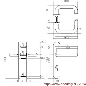 Intersteel Essentials 1295 deurkruk Rond op verdekt schild profielcilindergat 92 mm met nokken 7 mm RVS EN 1906/4 klein krukgat - A26008504 - afbeelding 1