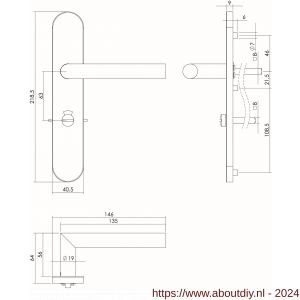 Intersteel Essentials 1297 deurkruk Hoek 90 graden op verdekt schild WC 63/8 mm rechts met nokken 7 mm RVS EN 1906/4 klein krukgat - A26005688 - afbeelding 2