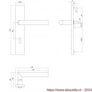 Intersteel Essentials 1307 deurkruk Hoek 90 graden op verdekt schild rechthoek sleutelgat 56 mm met nokken 7 mm RVS EN 1906/4 klein krukgat - A26005700 - afbeelding 2