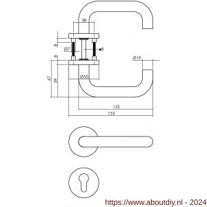 Intersteel Essentials 1315 deurkruk rond op rozet EN 1906 met PC-plaatje 55 mm - A26008517 - afbeelding 2