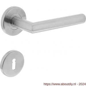 Intersteel Living 1317 deurkruk recht Hoek 90 graden op rond rozet 55 mm plus 7 mm nokken met sleutelgat plaatje RVS EN 1906/4 - A26005715 - afbeelding 1
