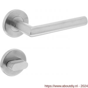 Intersteel Essentials 1317 deurkruk recht Hoek 90 graden op rond rozet 55 mm plus 7 mm nokken met WC 8 mm RVS EN 1906/4 - A26005718 - afbeelding 1