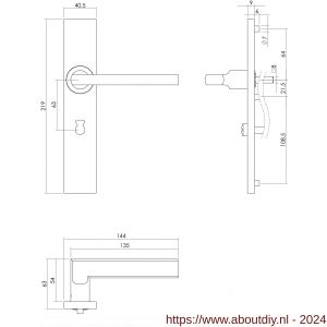 Intersteel Essentials 1327 deurkruk Blok op verdekt schild rechthoek WC 63/8 mm met nokken 7 mm RVS EN 1906/4 - A26005742 - afbeelding 2