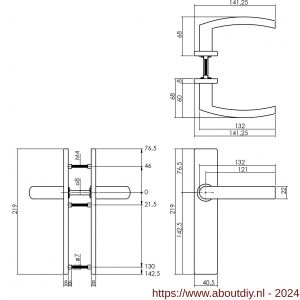 Intersteel Essentials 1327 deurkruk Blok op verdekt schild rechthoek blind met nokken 7 mm RVS EN 1906/4 - A26005736 - afbeelding 2