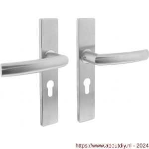 Intersteel Essentials 1327 deurkruk Blok op verdekt schild rechthoek profielcilinder 55 mm met nokken 7 mm RVS EN 1906/4 - A26005740 - afbeelding 1