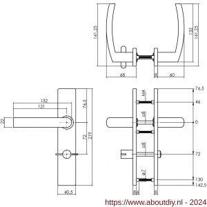 Intersteel Essentials 1327 deurkruk Blok op verdekt schild rechthoek WC 72/8 met nokken 7 mm RVS EN 1906/4 - A26005743 - afbeelding 2