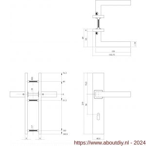 Intersteel Essentials 1337 deurkruk Vierkant op verdekt schild rechthoek sleutelgat 56 mm met nokken 7 mm RVS EN 1906/4 - A26005759 - afbeelding 2