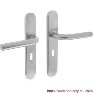 Intersteel Essentials 1396 deurkruk recht op verdekt schild sleutelgat 56 mm met nokken 7 mm EN 1906 groot krukgat - A26007048 - afbeelding 1