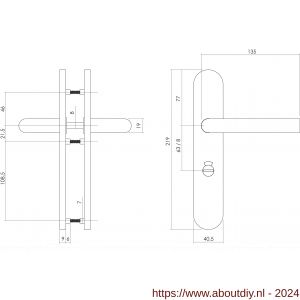 Intersteel Essentials 1397 deurkruk Hoek 90 op verdekt schild WC 63/8 mm met nokken 7 mm EN 1906 groot krukgat - A26007057 - afbeelding 2