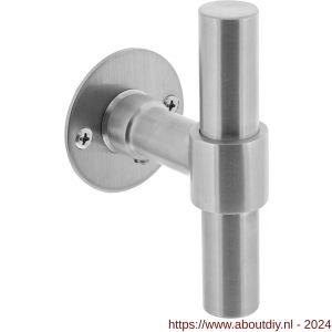 Intersteel Essentials 1671 gatdeel deurkruk T-model recht met ronde platte rozet 50x2 mm RVS geborsteld - A26008526 - afbeelding 1