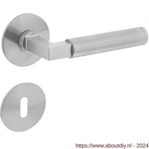 Intersteel Essentials 1839 deurkruk Baustil vastdraaibaar geveerd op ronde magneet rozet met sleutelplaatje RVS - A26008527 - afbeelding 1