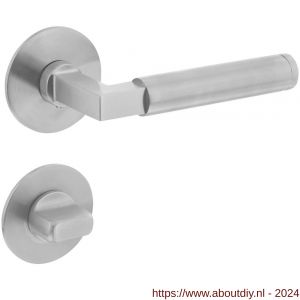 Intersteel Essentials 1839 deurkruk Baustil vastdraaibaar geveerd op ronde magneet rozet met WC 7 mm RVS - A26008530 - afbeelding 1