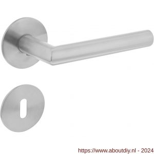 Intersteel Essentials 1840 deurkruk Hoek 90 graden vastdraaibaar geveerd op ronde magneet rozet met sleutelplaatje RVS - A26007059 - afbeelding 1