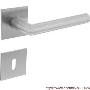 Intersteel Essentials 1850 deurkruk Hoek 90 graden vastdraaibaar geveerd op vierkante magneet rozet met sleutelplaatje RVS - A26007062 - afbeelding 1
