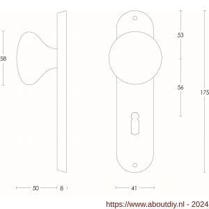 Intersteel Essentials 2691 knopkortschild Paddestoel ovaal 175x41 mm sleutelgat 56 mm RVS - A26003288 - afbeelding 2