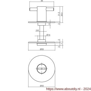 Intersteel Living 3403 WC sluiting 8 mm renovatie zelfklevend diameter 55x2 mm RVS - A26006854 - afbeelding 2