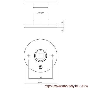 Intersteel Essentials 3434 rozet staal verdekt diameter 53x5 mm met 2-weg veerconstructie RVS - A26008571 - afbeelding 1