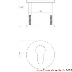 Intersteel Essentials 3467 profielcilinderplaatje staal verdekt diameter 50x4 mm RVS - A26002395 - afbeelding 2