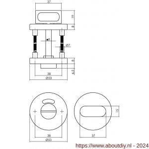 Intersteel Essentials 3512 WC-sluiting 8 mm staal verdekt met nokken diameter 53x8 mm RVS - A26007621 - afbeelding 2