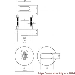 Intersteel Living 3512 WC-sluiting met stift 8 mm staal met nokken diameter 53x8 mm met stiftbediening RVS - A26009260 - afbeelding 2