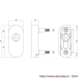 Intersteel Essentials 3752 SKG2 veiligheids schuifrozet met kerntrekbeveiliging ovaal 73x33 mm met blindklinkmoeren RVS - A26008577 - afbeelding 2