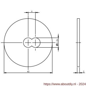 Intersteel Essentials 4380 drukverdeelrozet diameter 40 mm voor deurgrepen en type T-schuin RVS - A26006159 - afbeelding 2