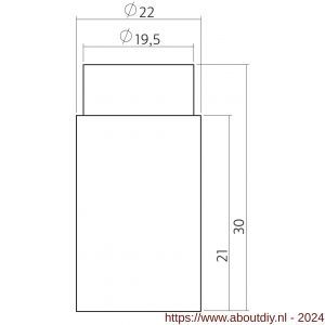 Intersteel Essentials 4421 deurstop wandmontage 22x30 mm kort RVS - A26007391 - afbeelding 2