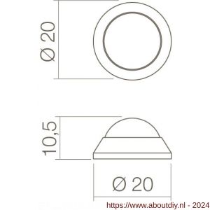 Intersteel Essentials 4421 deurstop bol diameter 20 mm wandmontage RVS - A26006161 - afbeelding 2