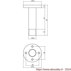 Intersteel Essentials 4421 deurstop wandmontage met rozet RVS - A26007394 - afbeelding 2