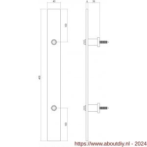 Intersteel Living 4501 deurgreep plat 400 mm x 40 mm voor schuifdeur roestvast staal - A26007503 - afbeelding 2