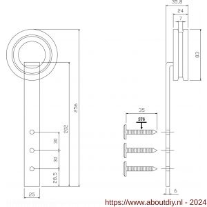 Intersteel Living 4501 set van 2 rollers open wiel 255 mm voor schuifdeursysteem 450123 met bevestiging roestvast staal - A26008793 - afbeelding 2