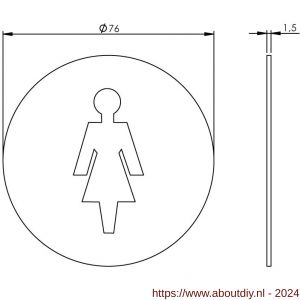 Intersteel Essentials 4600 pictogram zelfklevend rond WC dames RVS - A26007665 - afbeelding 2