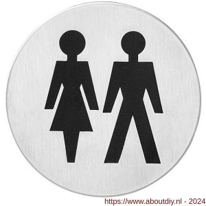 Intersteel Essentials 4600 pictogram zelfklevend rond WC dames en heren RVS - A26007663 - afbeelding 1
