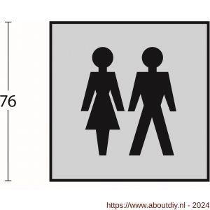 Intersteel Living 4601 pictogram zelfklevend vierkant 76x76 mm WC dames en heren RVS - A26003384 - afbeelding 2