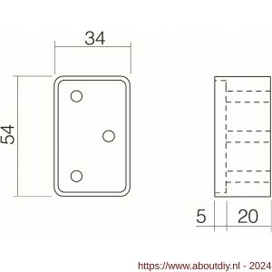 Intersteel Essentials 4800 opvulblok 20 mm kierstandhouder voor opdek raam of deur met bevestiging RVS - A26006169 - afbeelding 2
