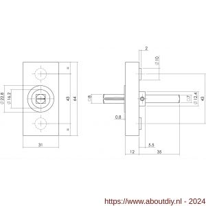 Intersteel Essentials 6050 basisplaat rechthoekig voor raamkruk hals diameter 16 insteeklengte stift 7x35 mm RVS - A26008797 - afbeelding 2
