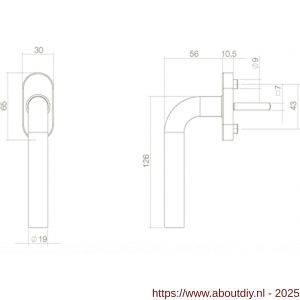 Intersteel Essentials 6156 raamkruk recht diameter 19 mm met zichtring RVS - A26003697 - afbeelding 2