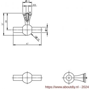 Intersteel Essentials 8510 meubelknop T-vorm conisch RVS - A26007864 - afbeelding 2
