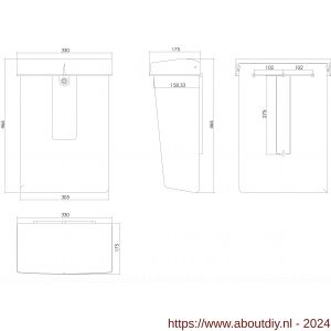 Intersteel Essentials 4900 postkast Summus kunststof met slot 2 sleutels zwart RAL 9005 - A26006532 - afbeelding 2