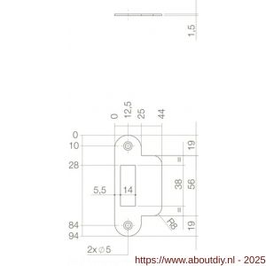 Intersteel Essentials 9509 sluitplaat 94x25/44x1,5 mm voor dagschoot afgerond met korte lip RVS - A26006922 - afbeelding 2