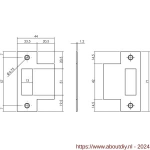 Intersteel Living 9509 sluitplaat voor loopslot voor woningbouwsloten rechthoekig met korte lip RVS - A26008903 - afbeelding 2