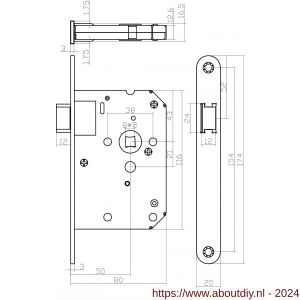 Intersteel Essentials 9540 woningbouw loopslot voorplaat afgerond wit gelakt 20x174 mm doorn 50 mm met sluitplaat - A26007074 - afbeelding 2