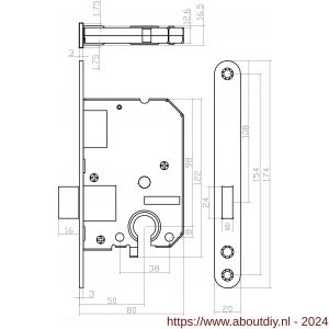 Intersteel Essentials 9541 woningbouw cilinder kastslot 55 mm voorplaat afgerond wit gelakt 20x174 mm doorn 50 mm met sluitplaat - A26007079 - afbeelding 2