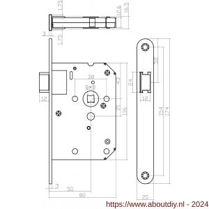 Intersteel Essentials 2100 set bestaand uit loopslot voorplaat wit met deurkrukgarnituur Recht op rozet RVS - A26009430 - afbeelding 3