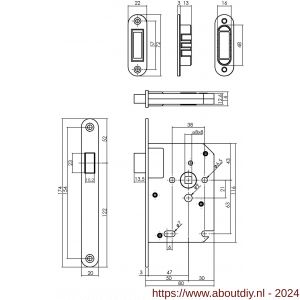 Intersteel Essentials 9570 woningbouw magneet loopslot voorplaat afgerond RVS 20x174 mm doorn 50 mm met sluitplaat-kom - A26008927 - afbeelding 2